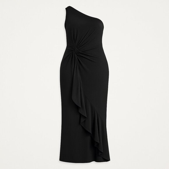🖤 Elegant Black One-Shoulder Drape Maxi Dress - Picture 1 of 13